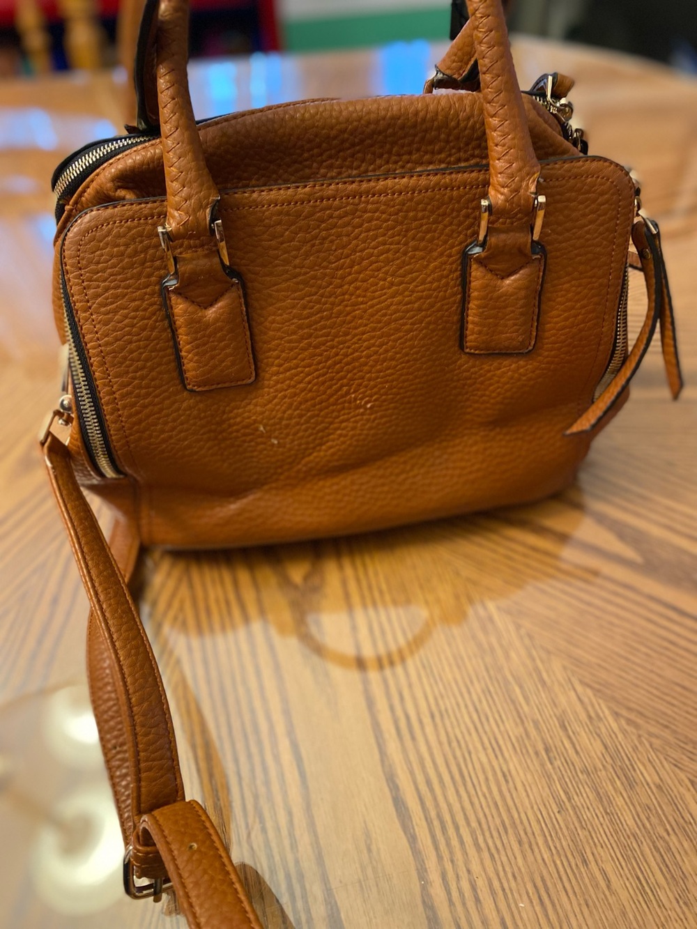 Classic Pebbled Leather Satchel - Tan